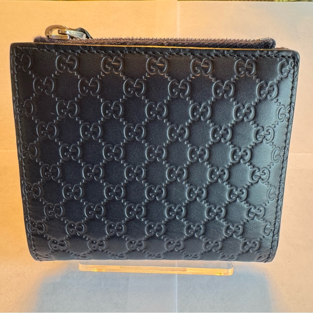 Gucci Navy Embossed Leather Wallet